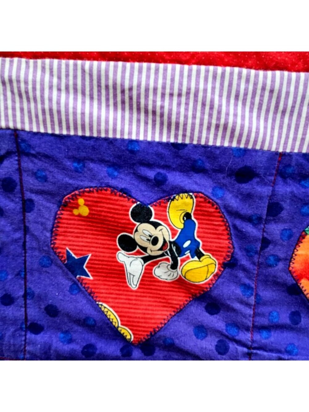 Heart Quilt Handmade Red Purple Cotton Applique 54x50 - Picture 3 of 15